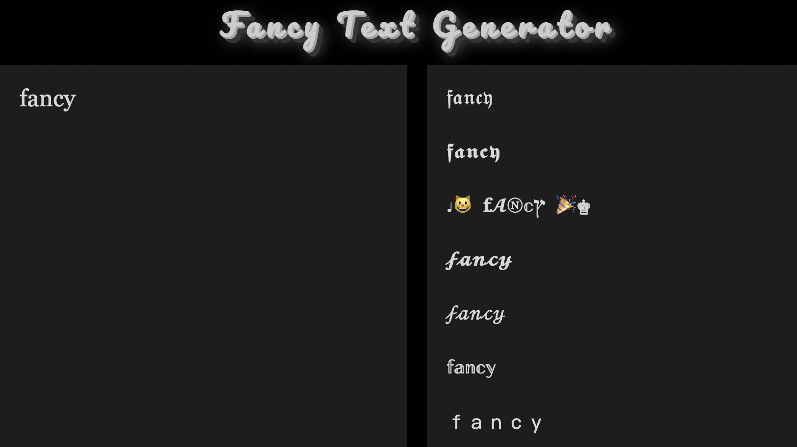 An image of a homoglyph translator making plain ASCII look fancy.